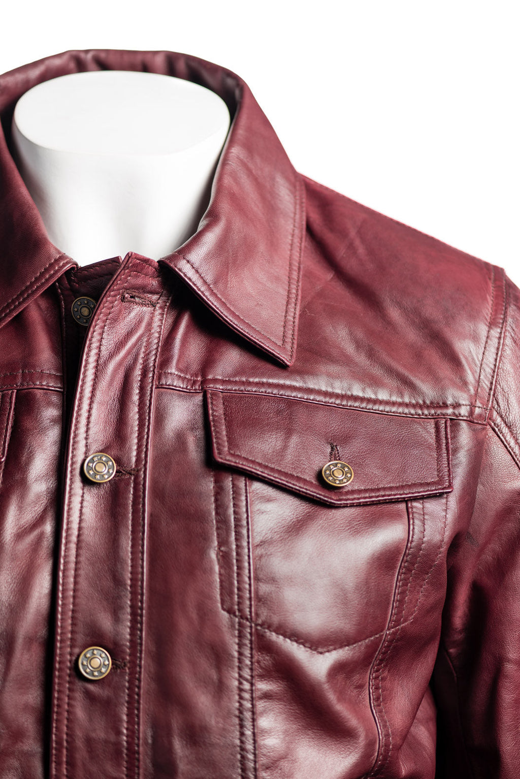 Burgundy Denim Jacket Antonio