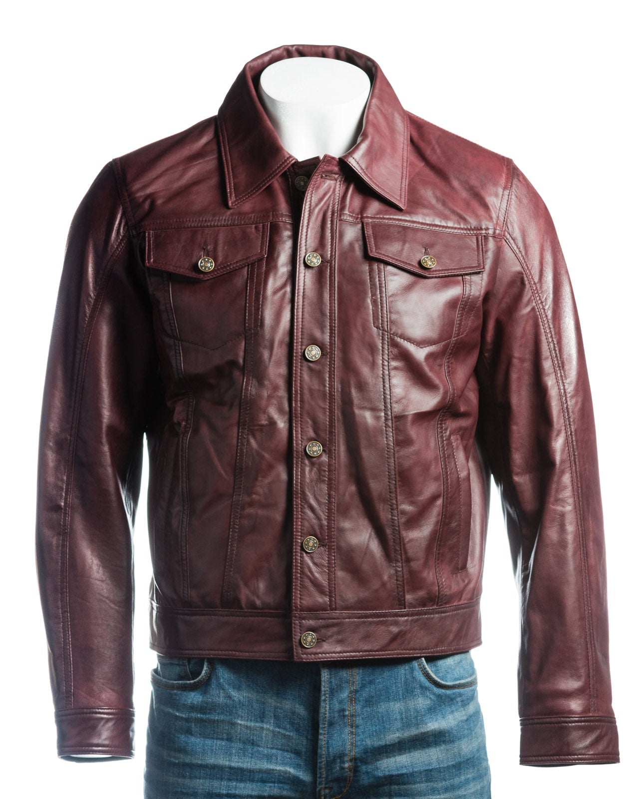Burgundy Denim Jacket Antonio