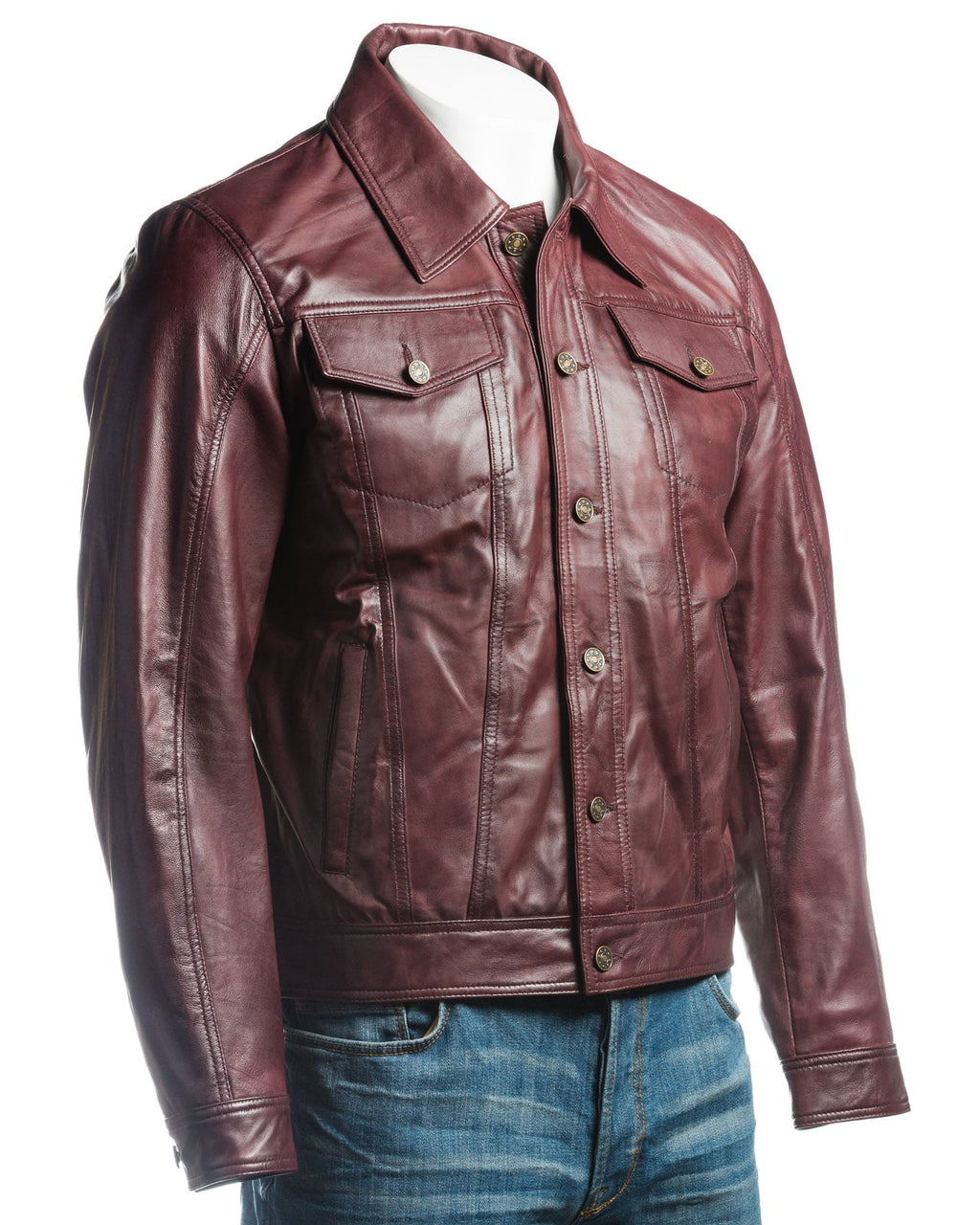 Burgundy Denim Jacket Antonio